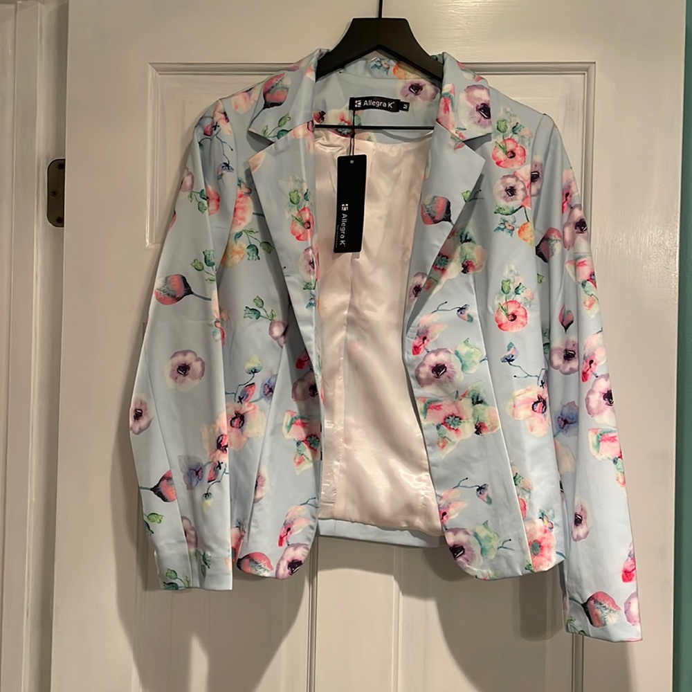 NWT Allegra K Women's Notched Lapel Open Front Business Casual Blazer